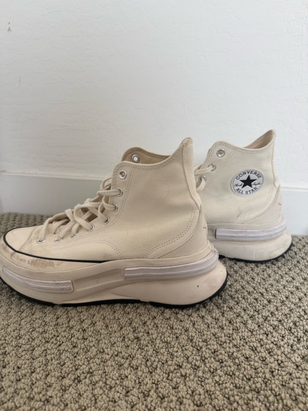Converse Cream Platform Run Star Hike High-Top Booties
